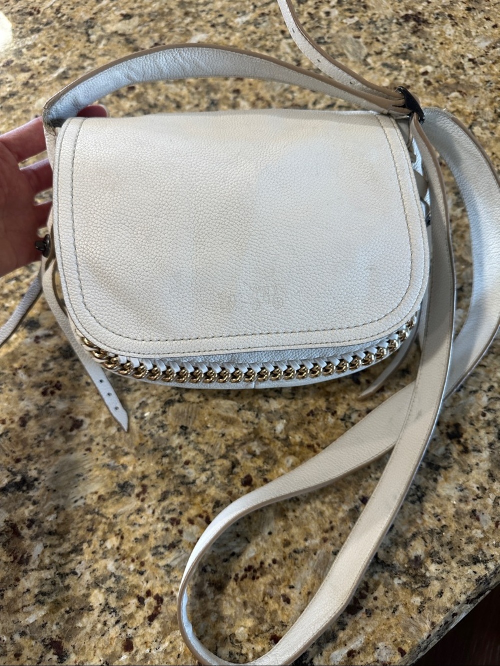 Coach Dakota Off-white Leather Crossbody with Gold Chain Trim